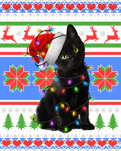Christmas Lights Santa Cat Ugly Doggie Tank